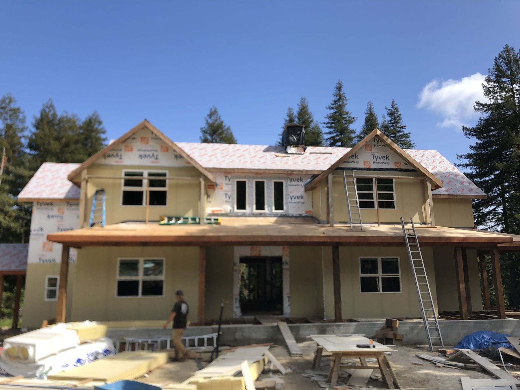 Siding going on the front of a new custom home